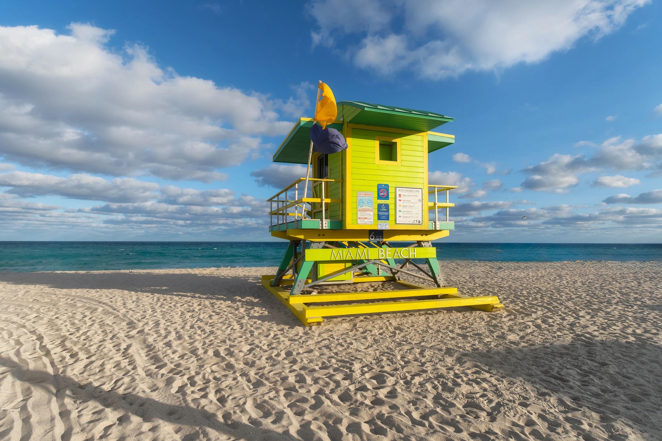 Colorful lifeguard stand near South Beach in Miami