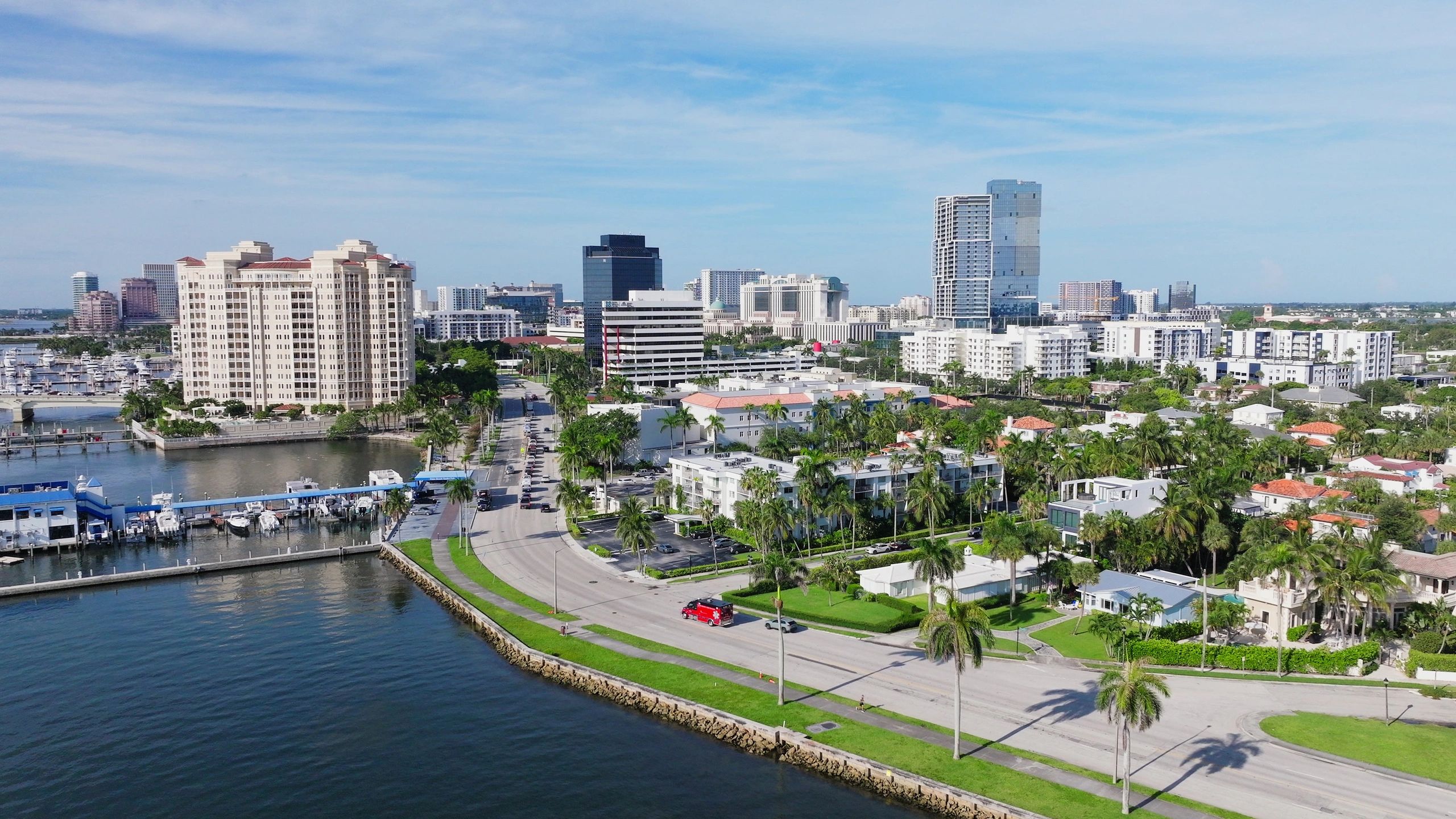 Florida waterfront skyline and intracoastal view